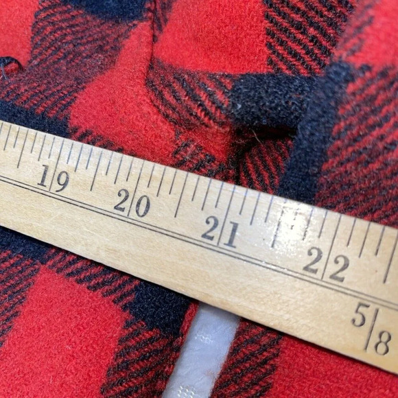 Fox Knapp Wool Plaid Button Front Shirt Jacket Shacket Men's L 16 Vtg Red Black - Picture 7 of 12